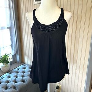 Stetson Women’s Black Beaded Halter Top Size Small Western Chiffon